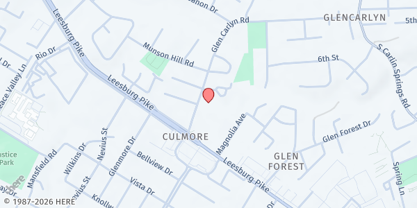 Map showing Columbia Baptist Church at 3245 Glen Carlyn Rd., Falls Church, VA