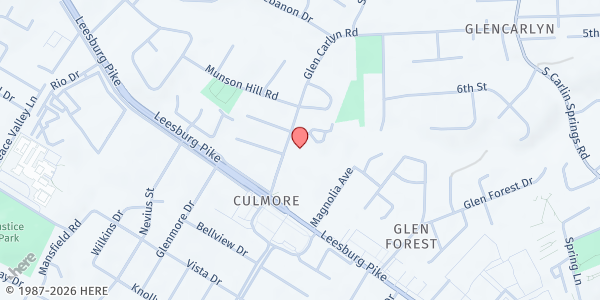 Map showing Columbia's Spend Yourself® Food Pantry and Gardens at 3245 Glen Carlyn Rd., Falls Church, VA