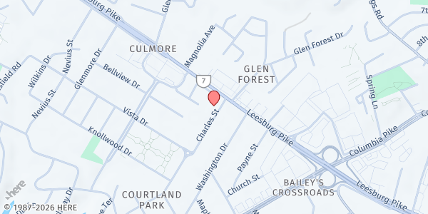 Map showing Culmore United Methodist Church - Mobile Food Pantry at 5901 Leesburg Pike, Falls Church, VA