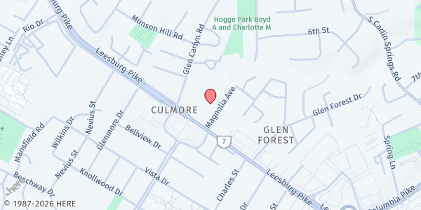 Map showing St. Anthony of Padua Catholic Church at 3305 Glen Carlyn Road, Falls Church, VA