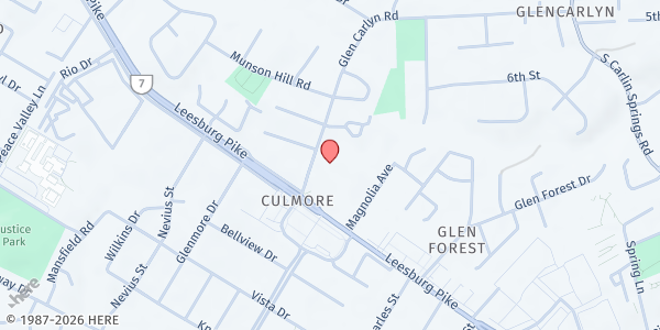 Map showing St. Anthony of Padua Catholic Church at 3305 Glen Carlyn Road, Falls Church, VA