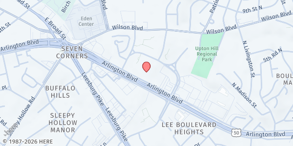 Map showing Willston Multicultural Center at 6131 Willston Drive, Falls Church, VA