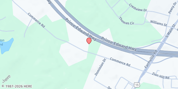 Map showing FACES Food Pantry at 482 Commerce Road, Farmville, VA