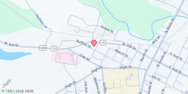 Map showing St. Theresa Catholic Church at 700 Buffalo Street, Farmville, VA