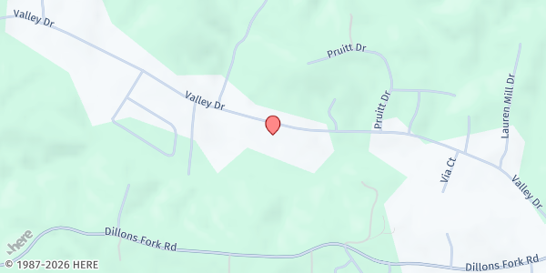 Map showing Valley Drive Baptist Church at 889 Valley Dr., Fieldale, VA