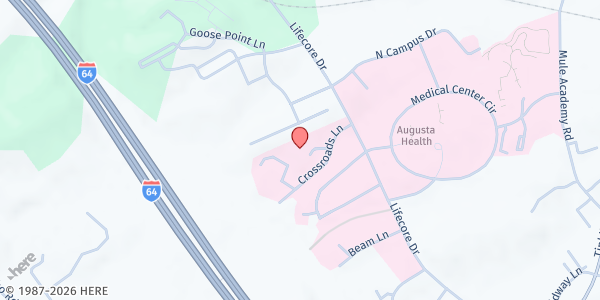 Map showing Crossroads Baptist Church at 31 Crossroads Lane, Fishersville, VA