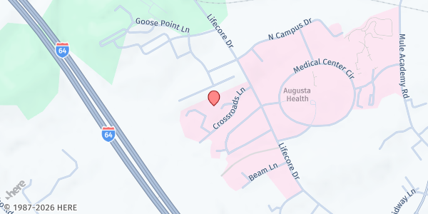 Map showing Crossroads Baptist Church - Loaves and Fishes at 31 Crossroads Lane, Fishersville, VA