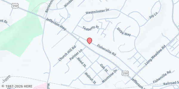 Map showing Fishersville UMC at 1600 Jefferson Highway, Fishersville, VA