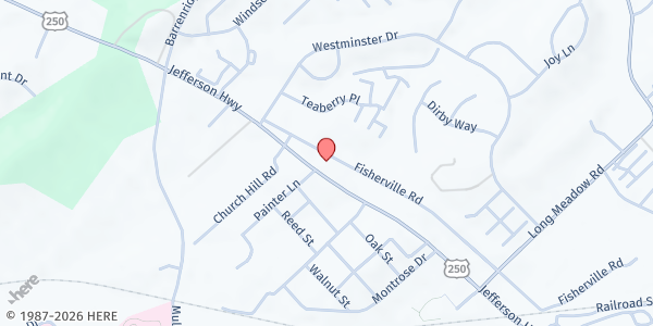 Map showing Fishersville United Methodist Church (UMC) Food Pantry at 1600 Jefferson Highway, Fishersville, VA
