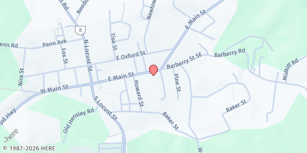 Map showing Floyd United Methodist Church at 417 E Main St, Floyd, VA