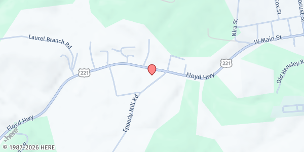 Map showing New River Community Action - Floyd at 120 Epperly Mill Rd SW, Floyd, VA