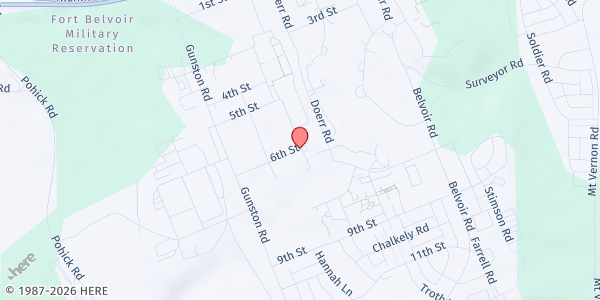 Map showing Fort Belvoir ACS at 5965 6th Street, Fort Belvoir, VA