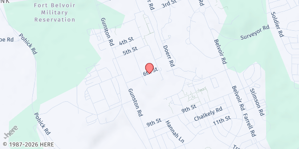 Map showing Fort Belvoir ACS at 5965 6th St, Fort Belvoir, VA