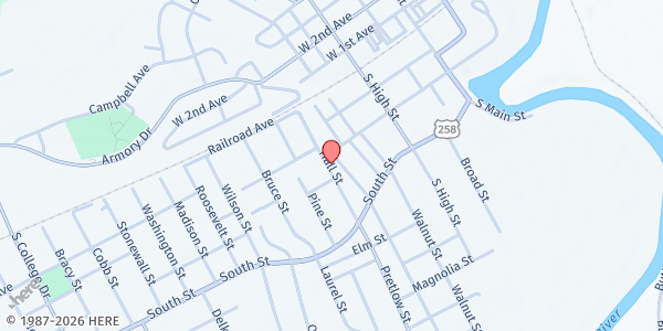 Map showing First Baptist Church at 318 Hall St, Franklin, VA