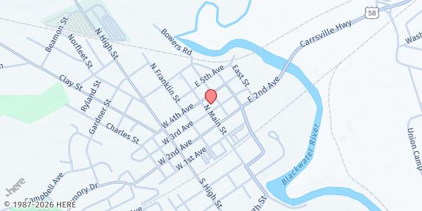 Map showing Franklin Social Services at 306 N Main St, Franklin, VA