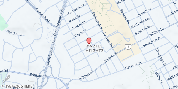 Map showing Christ Lutheran Church at 1300 Augustine Ave., Fredericksburg, VA