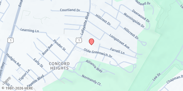 Map showing Christian Brothers Transitional Program at 125 Old Greenwich Drive, Fredericksburg, VA