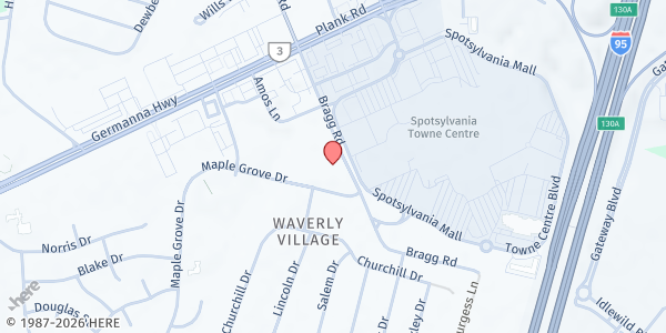 Map showing Community Ministry Center at 918 Bragg Rd, Fredericksburg, VA
