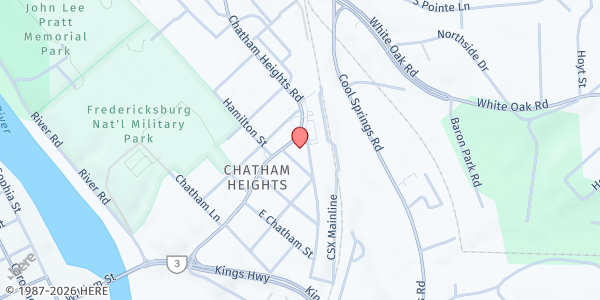 Map showing Emmanuel AME Church at 240 Chatham Heights Rd, Fredericksburg, VA