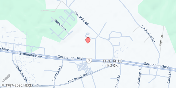 Map showing Encounter Church of God at 12240 Five Mile Rd., Fredericksburg, VA