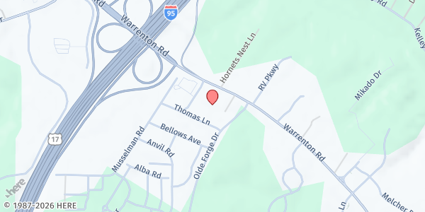 Map showing Faith Full Gospel Ministries - Food Distribution Center at 367 Warrenton Rd #103, Fredericksburg, VA