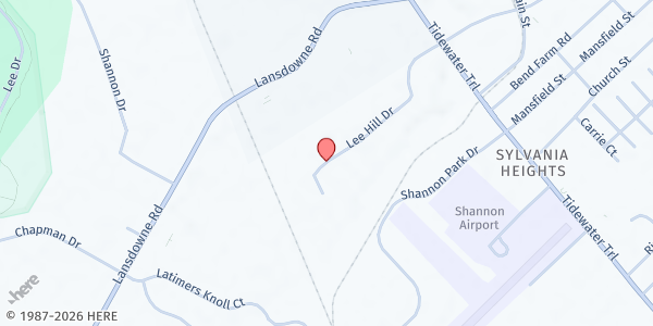 Map showing Fredricksburg Area Food Bank - Food Distribution Center at 3631 Lee Dr, Fredericksburg, VA