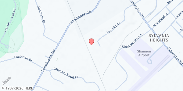 Map showing FRFB NOTICE at 3631 Lee Hill Dr, Fredericksburg, VA