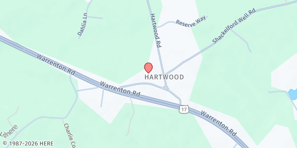 Map showing Hartwood Presbyterian Church at 25 Hartwood Rd, Fredericksburg, VA