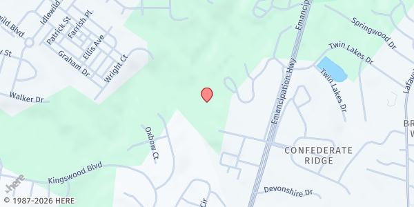 Map showing Highway Assembly of God at 1501 Kind St., Fredericksburg, VA