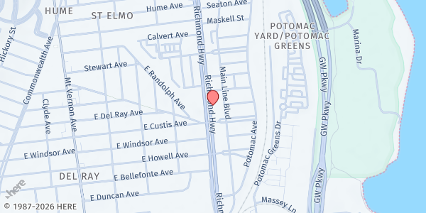 Map showing Highway Assembly of God at 2221 Jefferson Davis Hwy., Fredericksburg, VA