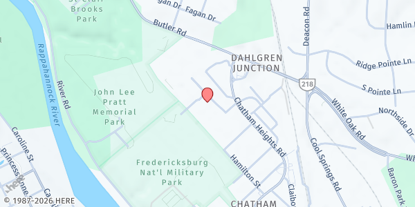 Map showing LUCHA Ministries at 400 Chatham Square Office Park, Fredericksburg, VA