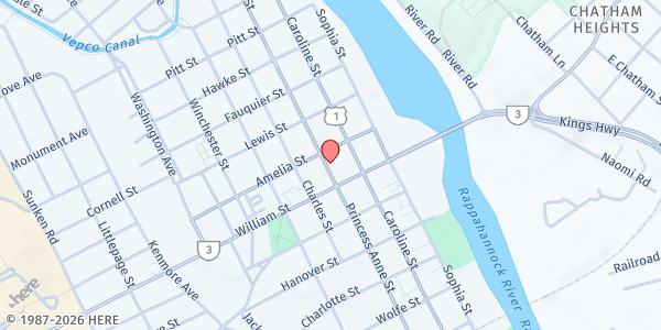 Map showing Lucha Ministries Inc. at 1019 Princess Anne St, Fredericksburg, VA