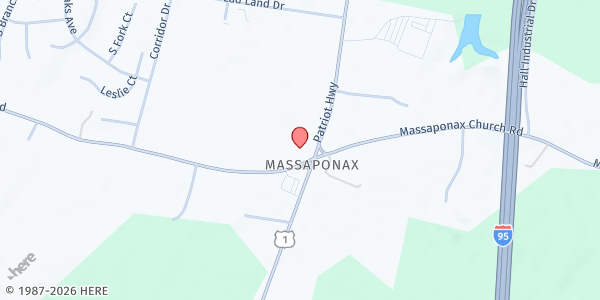 Map showing Massaponax Baptist Church at 5101 Massaponax Baptist Ch. Rd., Fredericksburg, VA