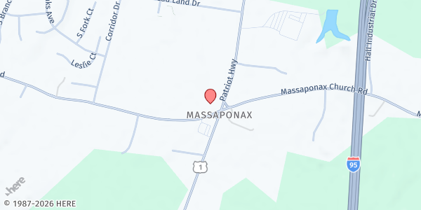 Map showing Massponax Baptist Church at 5101 Massaponax Baptist Ch. Rd., Fredericksburg, VA