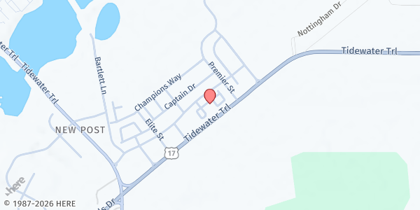 Map showing New Post Church at 1900 New Post Blvd, Fredericksburg, VA