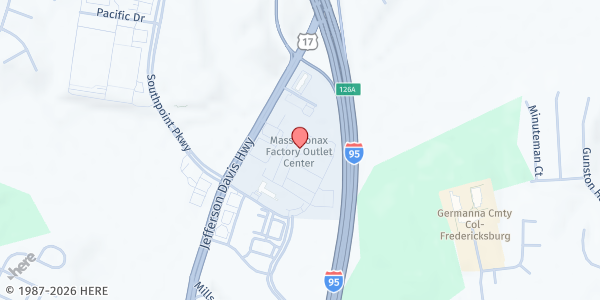 Map showing New Vision Community Food Pantry at 5008 Southpoint Pkwy, Fredericksburg, VA