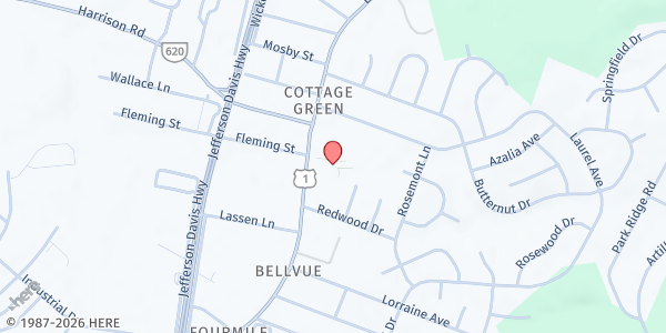 Map showing Spotswood Baptist Church at 4009 Lafayette Blvd., Fredericksburg, VA