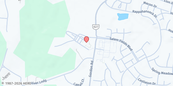 Map showing Young Lives of Fredericksburg - Food Distribution Center at 11120 Gordon Rd, Fredericksburg, VA