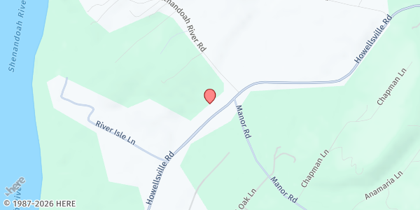 Map showing Shenandoah Farms Vol. Fire Dept. at 6363 Howellsville Road, Front Royal, VA