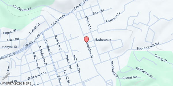 Map showing Willing Partners at 21 Matthews St. Bldg. D, Galax City, VA