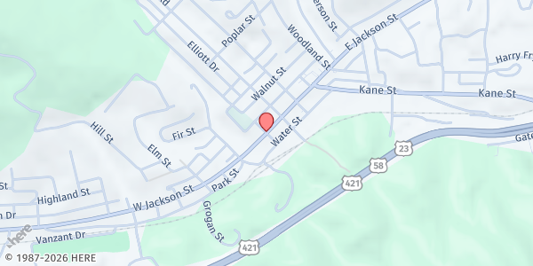 Map showing Scott County Ministerial Association at 112 Library Ave, Gate City, VA