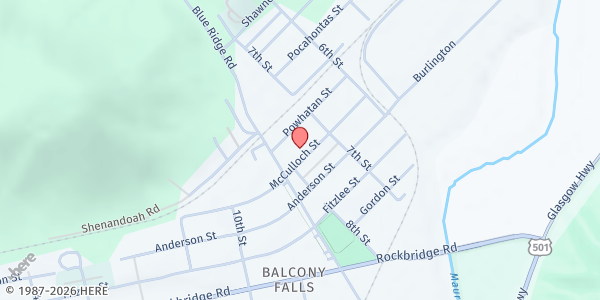 Map showing Augusta Health Maury River Family Practice at 730 McCulloch St., Glasgow, VA