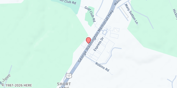 Map showing Helping The Homeless Ministry at 7040 George Washington Memorial Hwy., Gloucester, VA