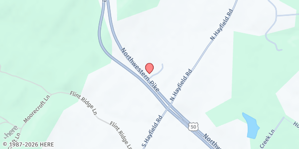 Map showing Hayfield Assembly of God at 5118 Northwestern Pike, Gore, VA