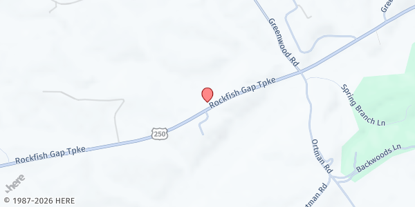 Map showing Rockfish Gap Food Pantry at 7585 Rockfish Gap Turnpike, Greenwood, VA