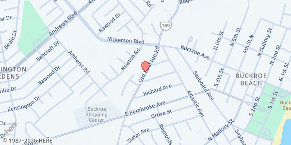 Map showing Antioch Improvement Ministries at 1553 Old Buckroe Road, Hampton, VA