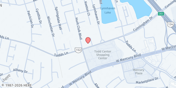 Map showing Bethel - Food Distribution Center at 1705 Todds Ln, Hampton, VA