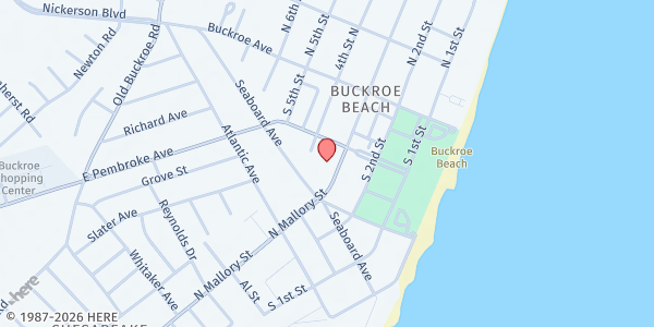 Map showing Buckroe Baptist Church - Food Distribution Center at 1819 N Mallory St, Hampton, VA