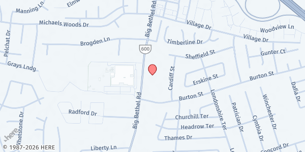 Map showing First Friends Church at 1062 Big Bethel Road, Hampton, VA