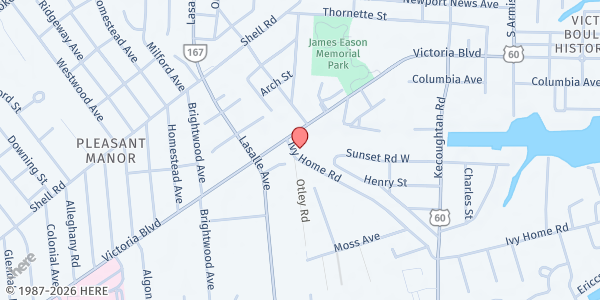 Map showing Greater Bethlehem Christian Assembly at 360 Ivy Home Road, Hampton, VA
